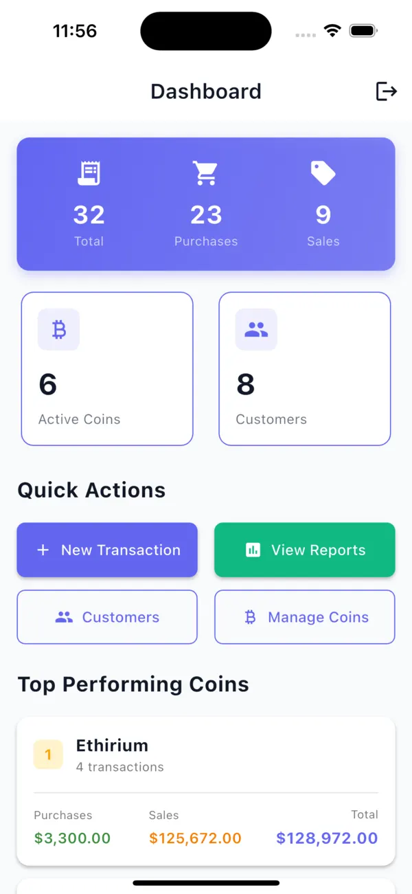 Crypto POS dashboard
