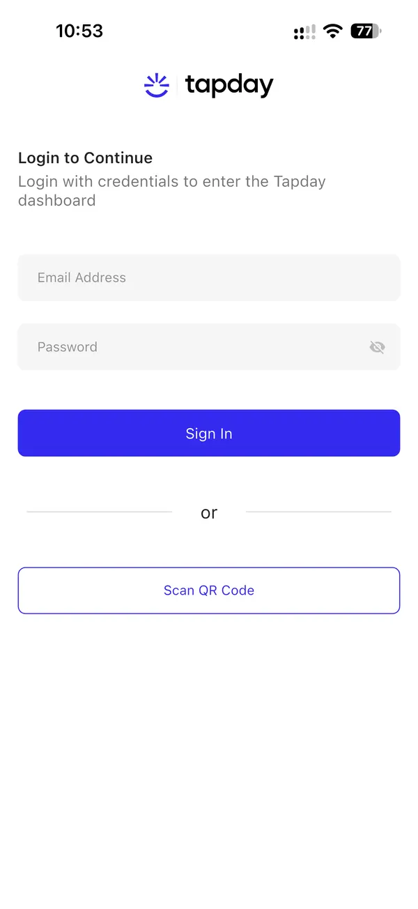 Tapday preview app sign in