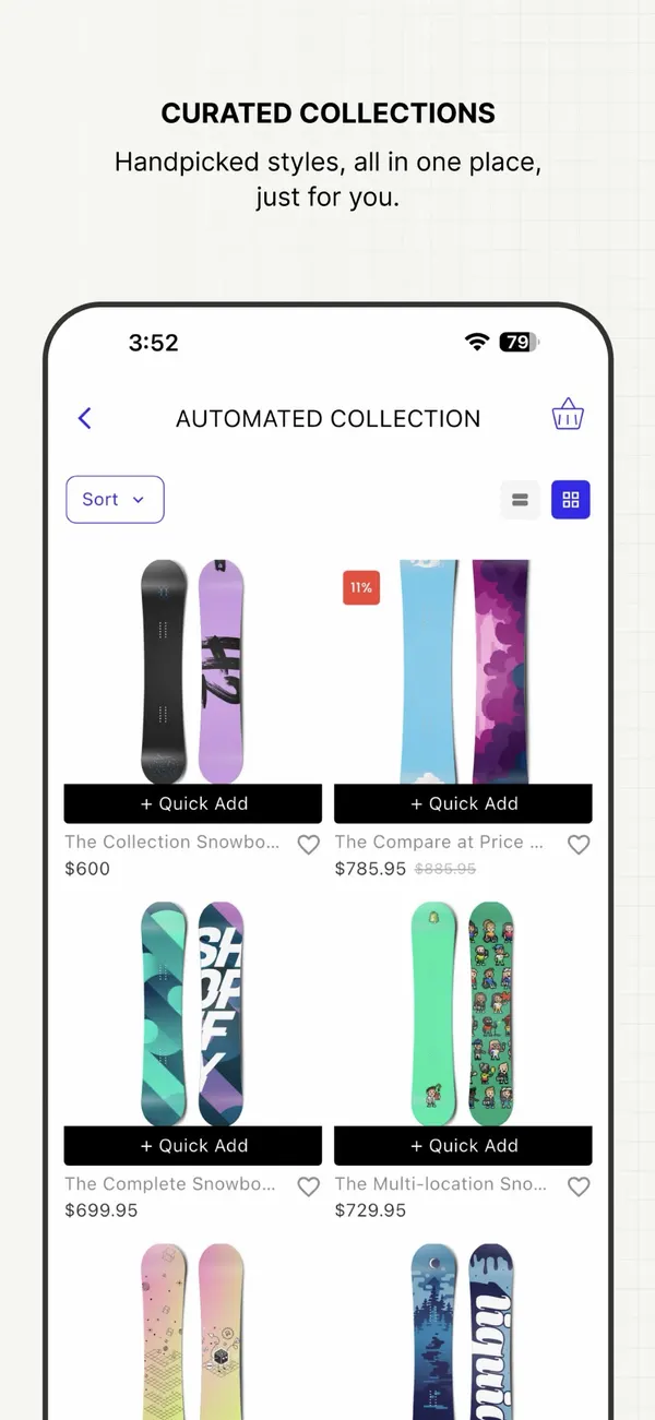 Tapday collection grid