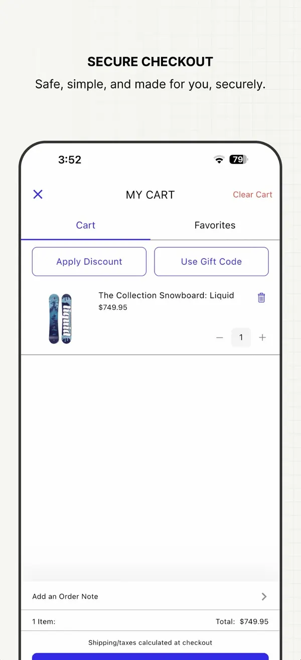 Tapday cart and checkout